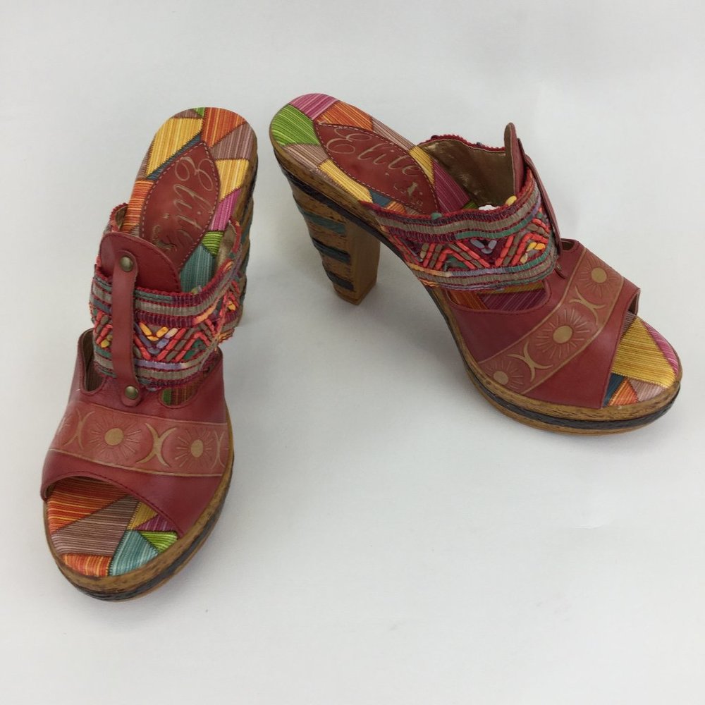 Elite Corky Leather Print Slide -In Wedge Heels - image 1